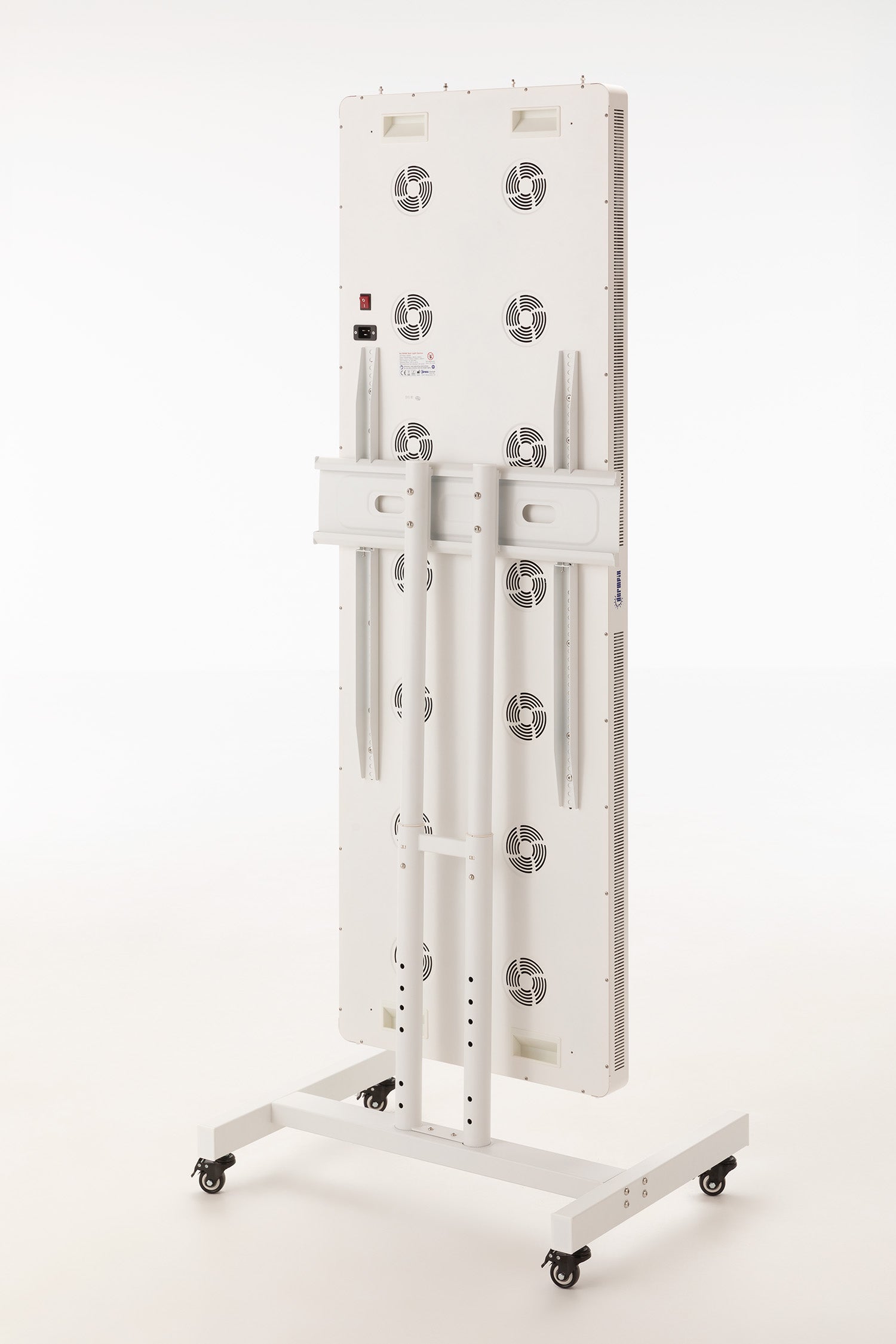 Dermfix red light therapy panel on a floor stand, image shows rear of an assembled red light unit.